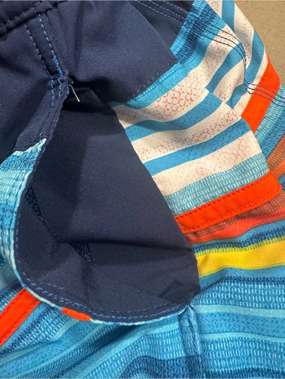 Men's Striped Swim Trunks with Orange Drawstring Speedo medium